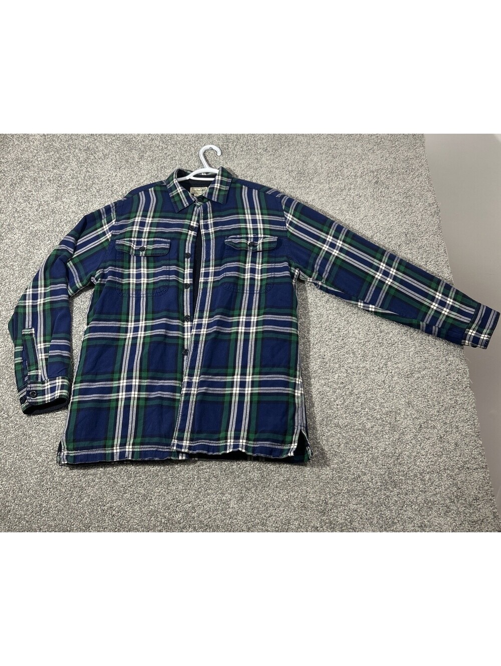 LL Bean Men’s S Reg Fleece Lined Blue Green Plaid Flannel Shirt Jacket